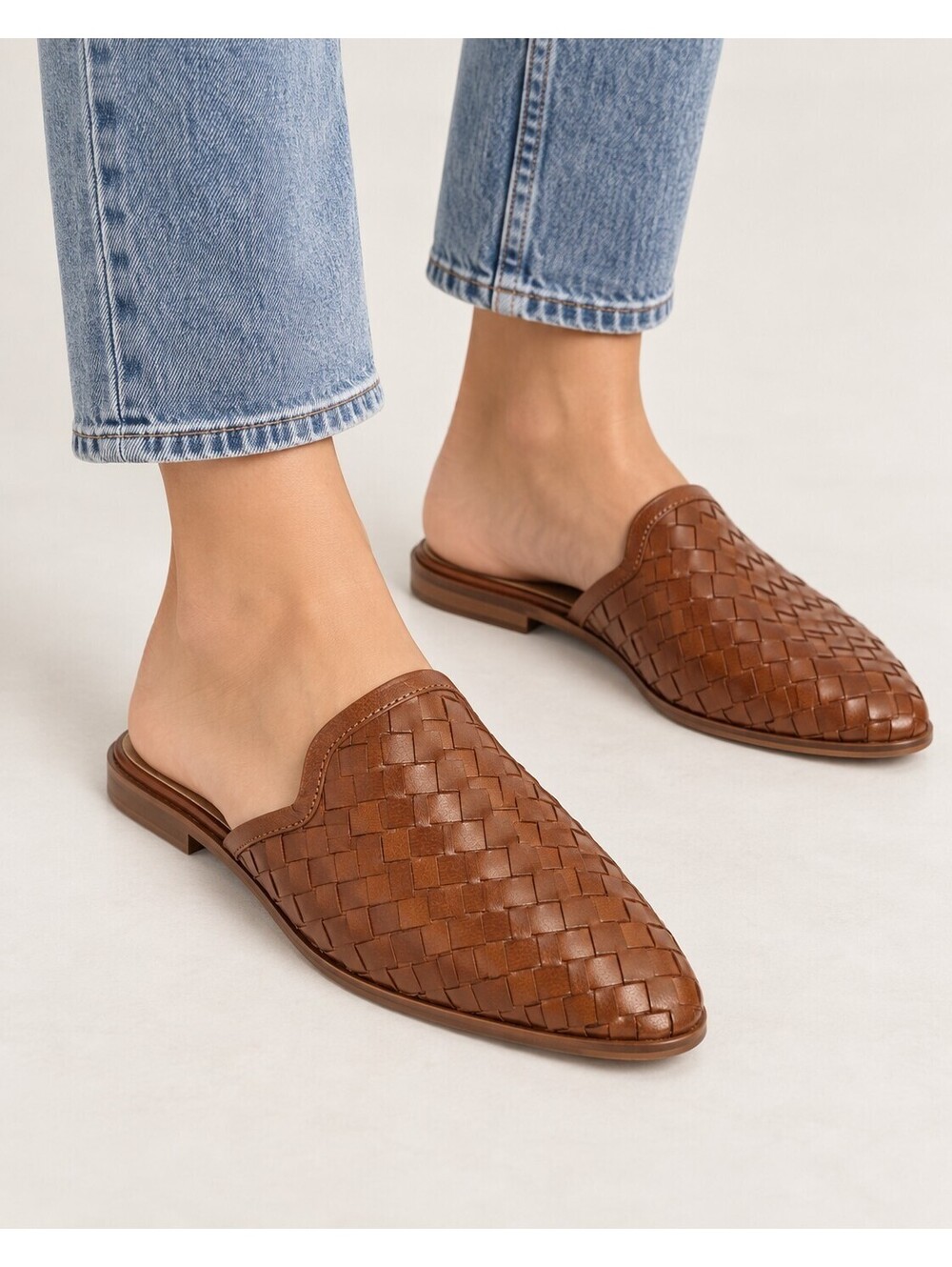 Seychelles Knicknack Woven Leather Mules Tan Sz 7 Open Back